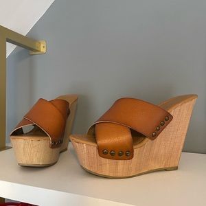 Mossimo Supply Co Shoes - Wood with brown criss cross wedges size 7.5